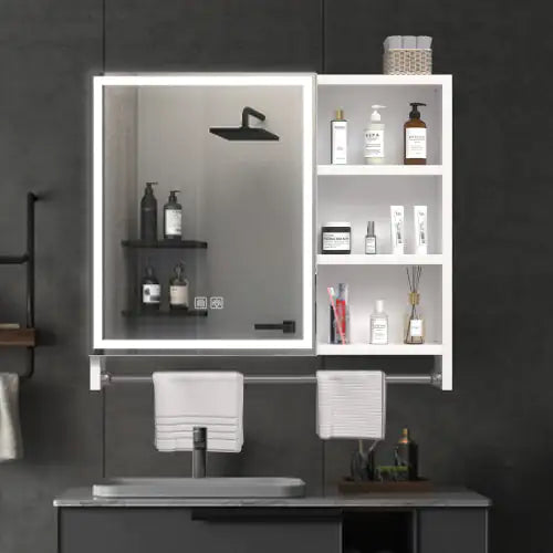 Modern 32x28 Inch Bathroom Cabinet With Mirror And LED Lights