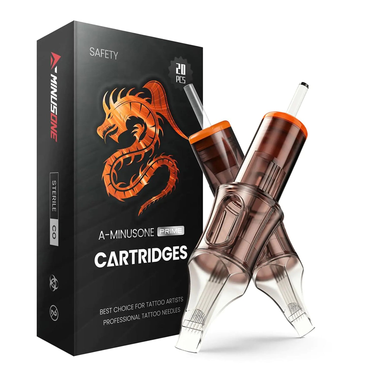 A-minusone 20 Pcs 1213M1 Standard Disposable Tattoo Needle Cartridges - 20 Pack of Magnum Needles with Membrane Safety Cartridges for Tattoo Artists